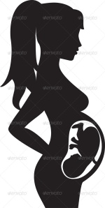 Silhouette of pregnant woman with baby inside _pv