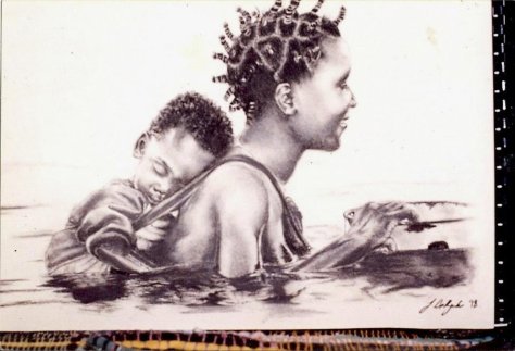 tribal_drawing___mother_and_child_by_portraitsbyhand-d5s8kec