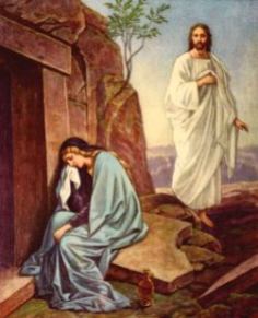 Risen Jesus speaks to Mary