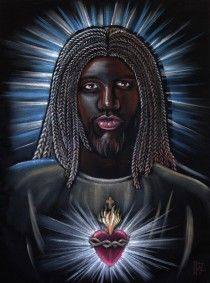 black sacred heart of jesus